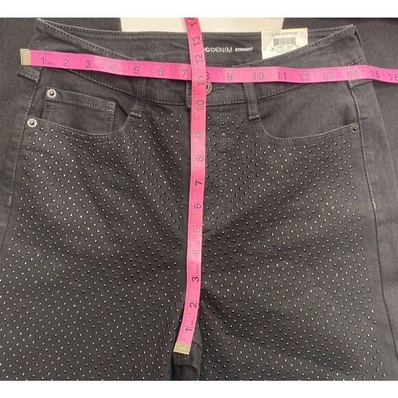 INC Rhinestone Jeans Women's 27 SMALL Black High-Rise Straight Pockets NWOT - Picture 6 of 16